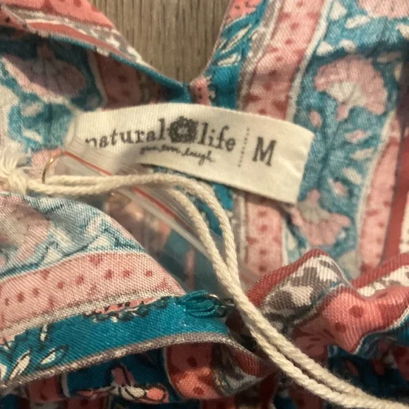 NATURAL LIFE Celia Teal and Coral Maxi Dress Floral lines - Picture 3 of 5